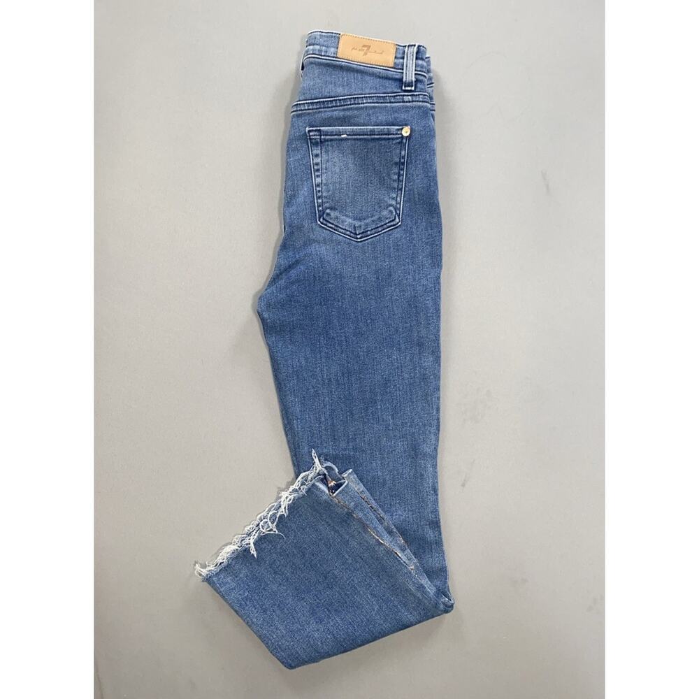 7 For All Mankind Luxe Vintage High Waist Slim Kick Fray Stretch Denim Jeans. 26